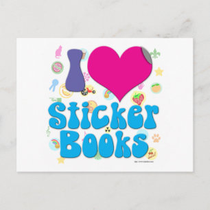 Ich liebe Stickerbücher! Postkarte