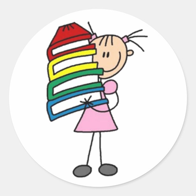 Ich Liebe Strichmännchen zu lesen Runder Aufkleber (Vorderseite)