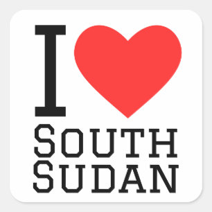 Ich Liebe Süd-Sudan Quadratischer Aufkleber