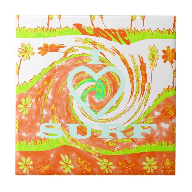 Ich liebe Surfen: Wunderschöne Blumen mit cooler T Fliese (Vorderseite)
