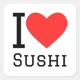 Ich Liebe Sushi Quadratischer Aufkleber