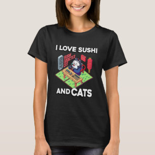 Ich liebe Sushi und Katzen Sushi Japan Japanisches T-Shirt