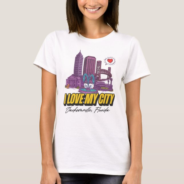 Ich Liebe T - Shirt in meiner Stadt (Licht) (Vorderseite)