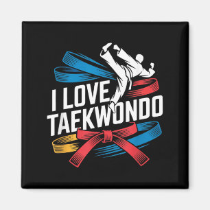 Ich liebe Taekwondo bunter Gürtel Kämpfer Magnet