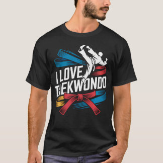 Ich liebe Taekwondo-farbiger Gürtelkämpfer T-Shirt