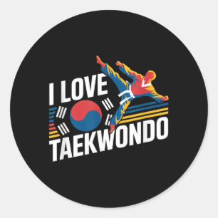 Ich liebe Taekwondo Martial Arts Stolz Runder Aufkleber