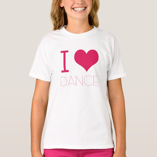 "Ich Liebe-Tanz-" Tanz-Praxis-Abnutzung T-Shirt (Vorderseite)