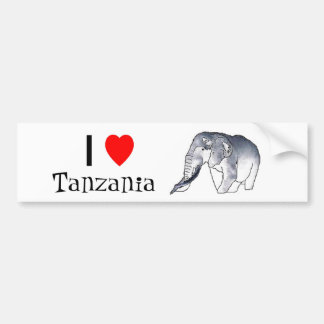 "Ich Liebe Tanzania" Elefant-Autoaufkleber Autoaufkleber