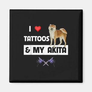 Ich Liebe Tattoos und mein Akita Hund tattooed Mam Magnet