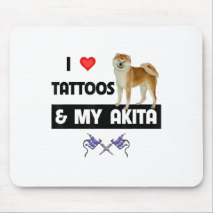 Ich Liebe Tattoos und mein Akita Hund tattooed Mam Mousepad