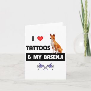 Ich Liebe Tattoos und mein Basenji Hund tattooed M Karte