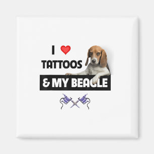 Ich Liebe Tattoos und mein Beagle Hund tattooed Ma Magnet