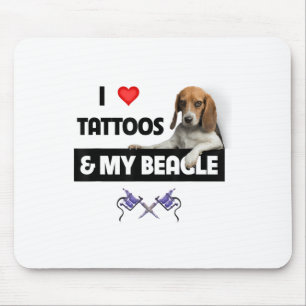 Ich Liebe Tattoos und mein Beagle Hund tattooed Ma Mousepad