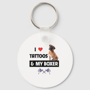 Ich Liebe Tattoos und mein Boxer Bulldog Tattooed Schlüsselanhänger