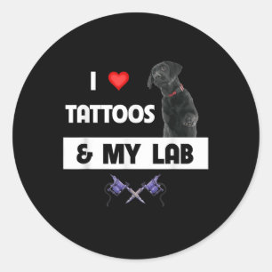 Ich Liebe Tattoos und mein Labrador Retriever Labr Runder Aufkleber