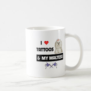 Ich Liebe Tattoos und mein maltesischer Hund Malti Kaffeetasse