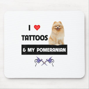 Ich Liebe Tattoos und mein Spitz Hund Mama Vater K Mousepad