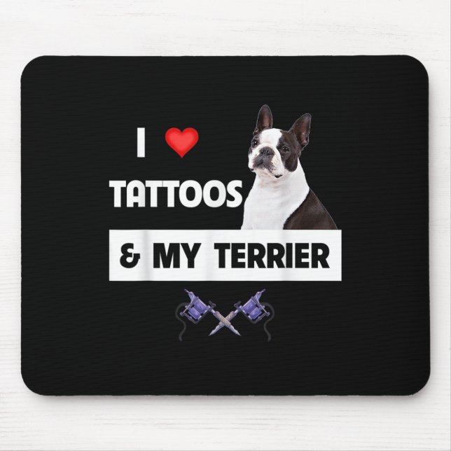 Ich Liebe Tattoos und meine Grenz-Collie Hund tatt Mousepad (Vorne)