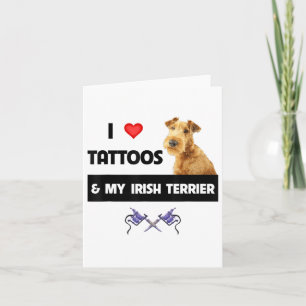 Ich Liebe Tattoos und meine irische Terrier Hund M Karte