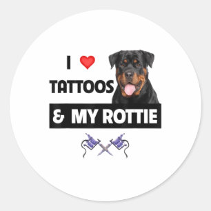 Ich Liebe Tattoos und meine Rottie Rottweiler Hund Runder Aufkleber