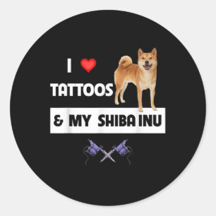 Ich Liebe Tattoos und meine Shiba Inu Hund Mama Va Runder Aufkleber