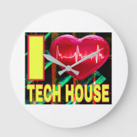 ICH LIEBE TECH HOUSE ROTES HERZ GELBE SCHRIFTARTEN