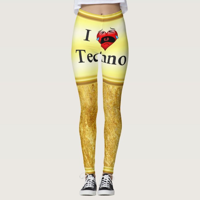 Ich Liebe Techno Mit einem lustigen Roten Herz sin Leggings (Vorderseite)