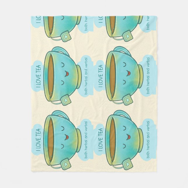 Ich liebe Tee, sowohl Kräutertee als auch verbale  Fleecedecke (Vorderseite)