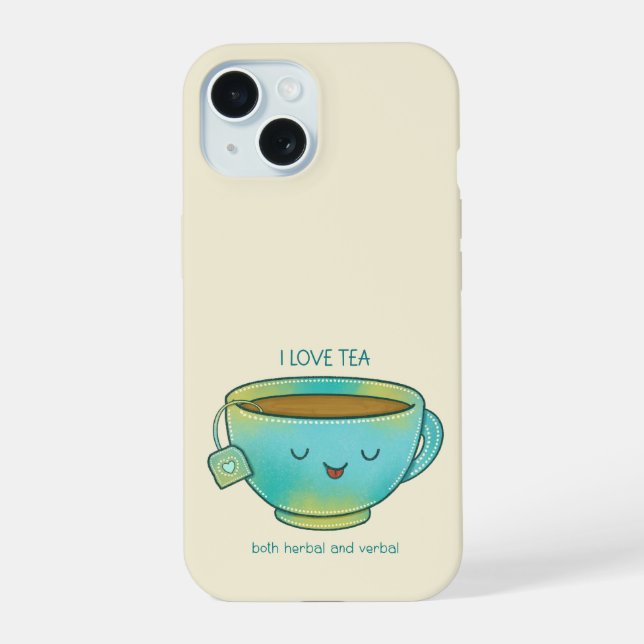Ich liebe Tee, sowohl Kräutertee als auch verbale  iPhone 15 Hülle (Rückseite)
