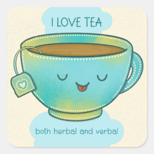 Ich liebe Tee, sowohl Kräutertee als auch verbalen Quadratischer Aufkleber
