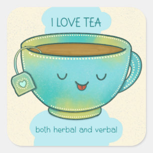 Ich liebe Tee, sowohl Kräutertee als auch verbalen Quadratischer Aufkleber