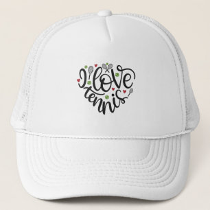 Ich liebe Tennis Herz-Shirt – Süße Tennisliebhaber Truckerkappe
