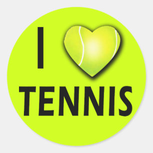 Ich Liebe Tennis mit Tennis Ball Herz Runder Aufkleber