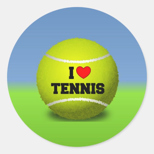 Ich liebe Tennis Runder Aufkleber (Vorderseite)
