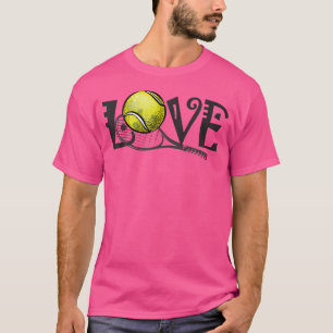Ich liebe Tennis-Schläger und Ball Tennisliebhaber T-Shirt