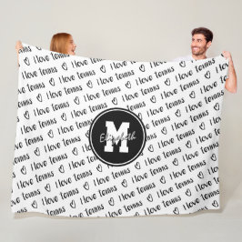 Ich Liebe Tennis Typografie Schwarz-weiß JEDE Farb Fleecedecke