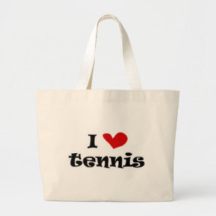 Ich Liebe Tennisgeschenke und Shirts mit Herzdesig Jumbo Stoffbeutel