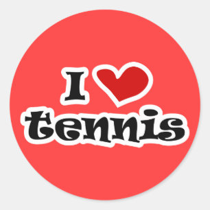 Ich liebe Tennisgeschenke und T-Shirts mit Herzdes Runder Aufkleber