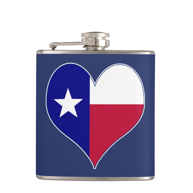 Ich Liebe Texas Flag Herz Flachmann (Vorderseite)