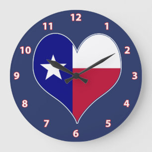 Ich Liebe Texas Flag Herz Große Wanduhr