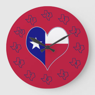 Ich Liebe Texas Flag Herz Große Wanduhr