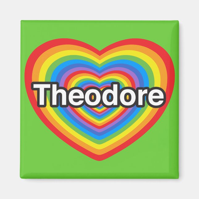 Ich Liebe Theodore. Ich Liebe dir Theodore. Herz Magnet (Vorne)