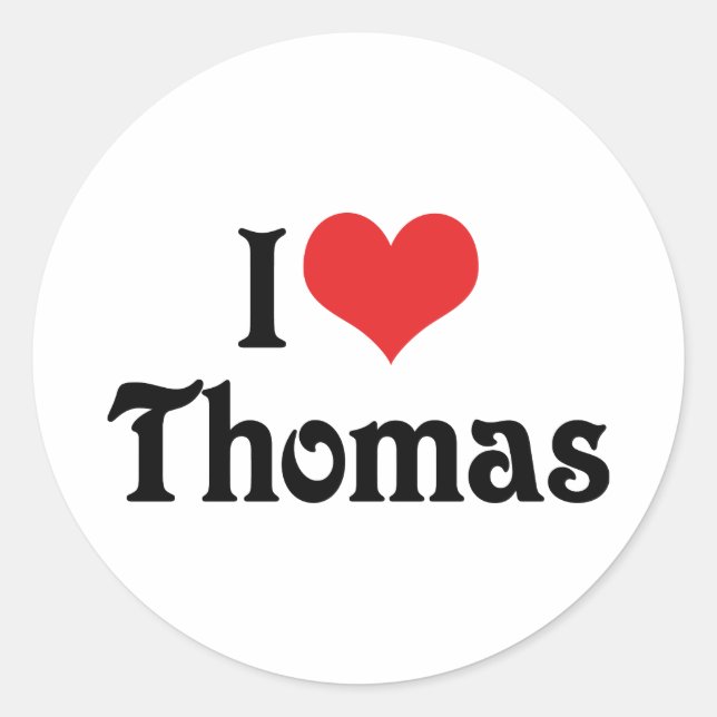 Ich liebe Thomas Runder Aufkleber (Vorderseite)
