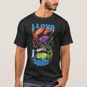 Ich liebe Tintenfische Oktopus Kopffüßer Ozean Som T-Shirt