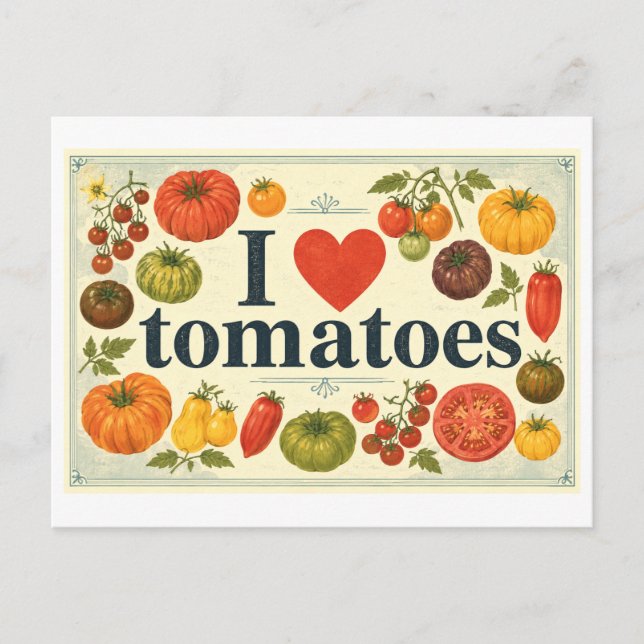"Ich [liebe] Tomaten" Postkarte (Vorderseite)