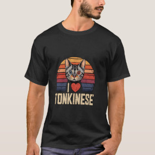 Ich liebe Tonkinese-Katze Retro-Stil Art T-Shirt