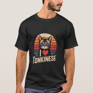 Ich liebe Tonkinese Vintage Katzenkunst T-Shirt