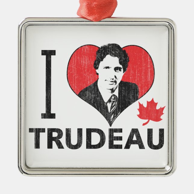 Ich liebe Trudeau Silbernes Ornament (Vorne)