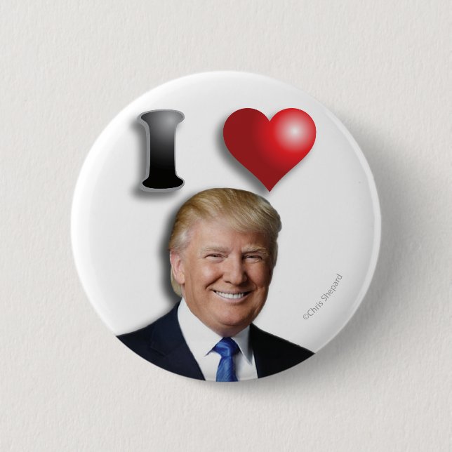 Ich LIEBE TRUMP glücklich lächelnden Präsidenten Button (Vorderseite)