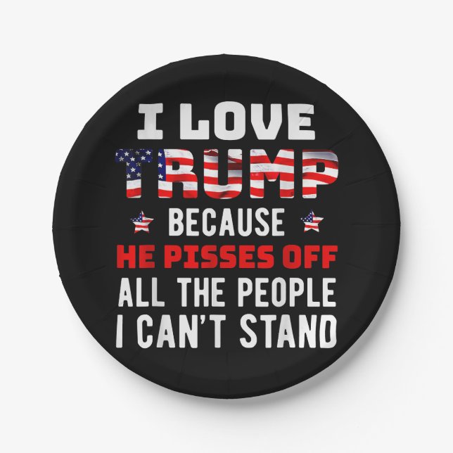 Ich Liebe Trump, weil er von den Leuten, die ich k Pappteller (Vorderseite)